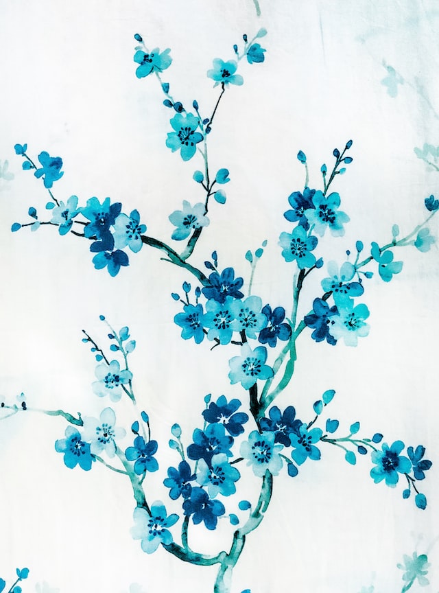 Blue flowers and branches by Arham Jain