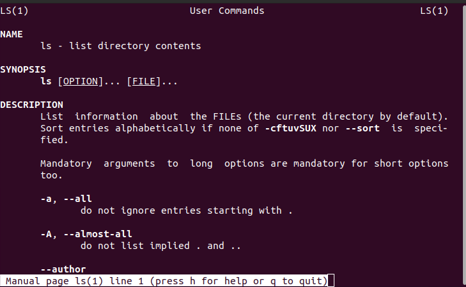 Command line manual example