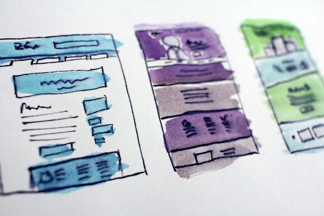 Sketch of three webpages