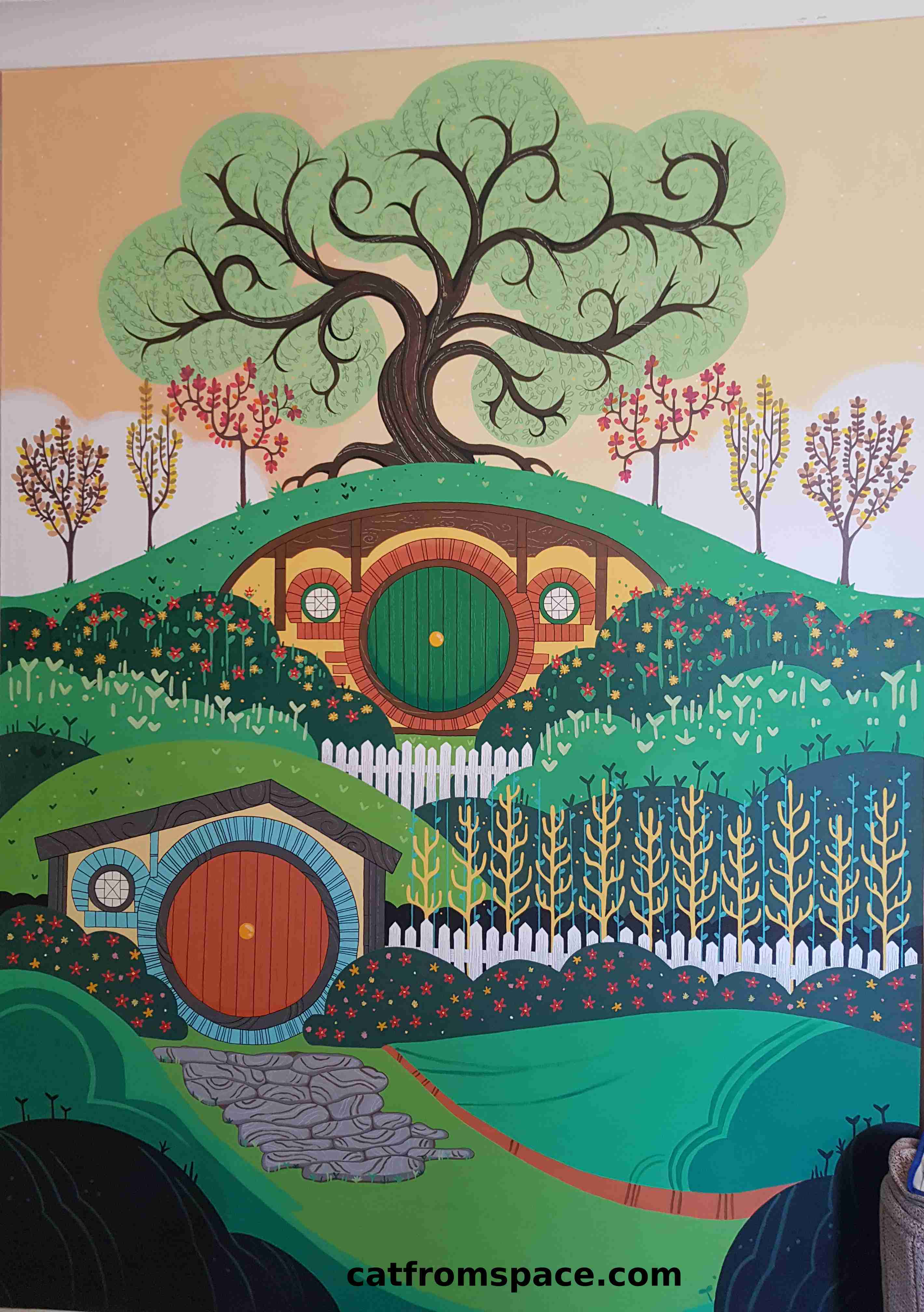 Hobbiton mural by Patty Flowers